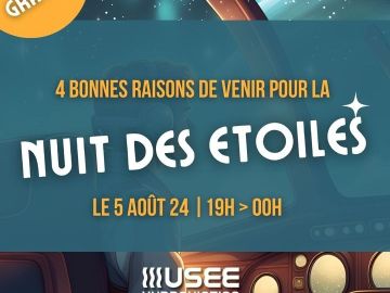 [ ✨NUIT DES ETOILES ]
🌠 4 bonnes raisons de venir à la Nuit des Étoiles le 5 août au Musée de l'Hydraviation ! 🌌✨
Le 5 août, le Musée de l'Hydraviation vous...