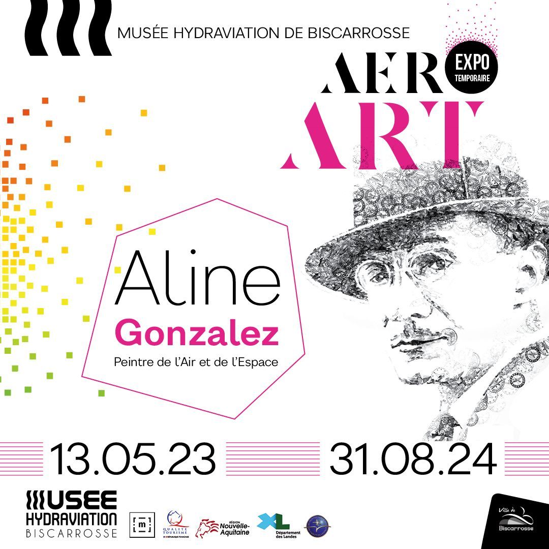 Affiche exposition Aline Gonzalez - ville de biscarrosse - Musée de l'Hydraviation